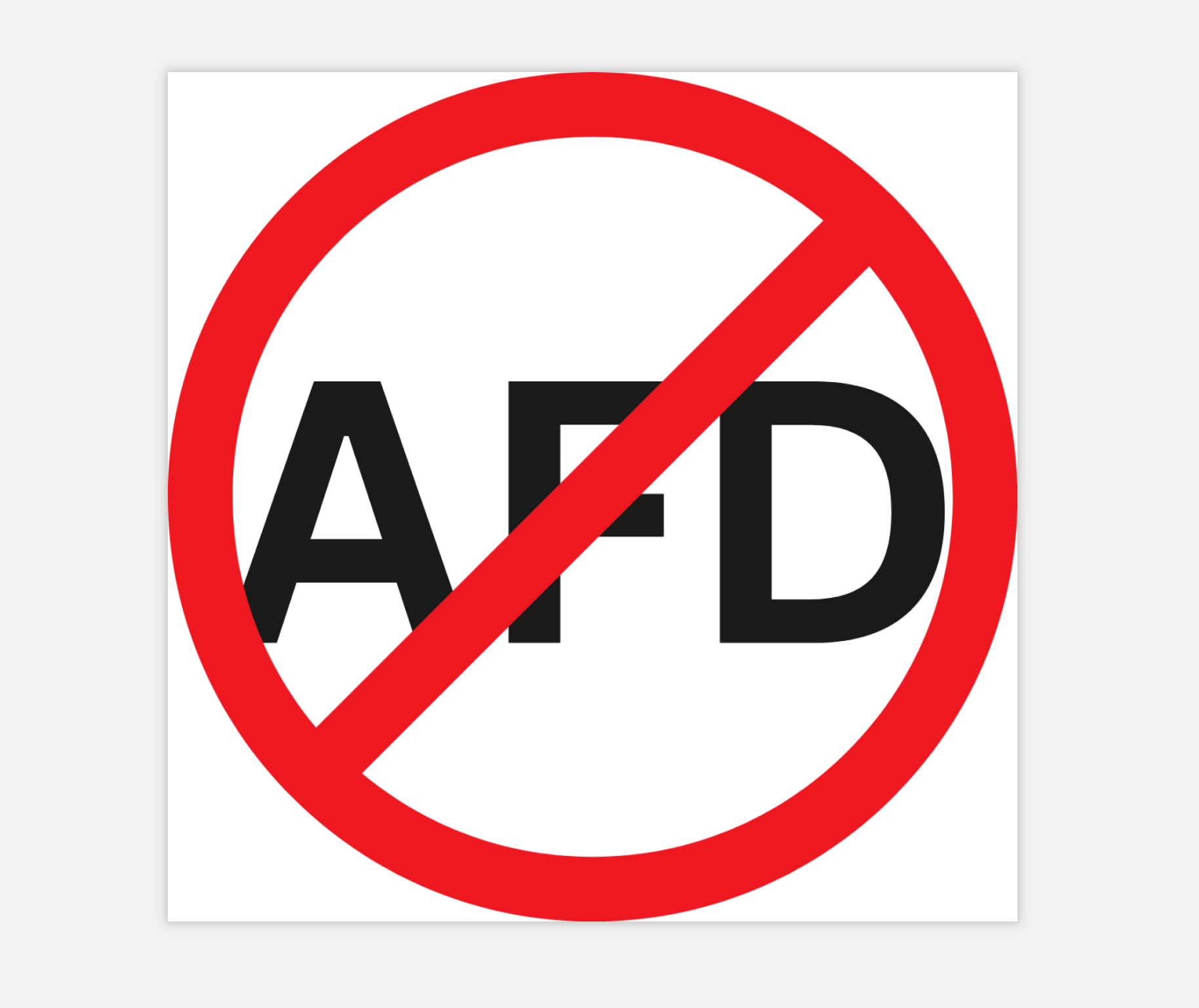 Sticker mit rotem Verbotssymbol über den Buchstaben AFD – klares Zeichen gegen rechte Ideologien, für Demokratie und Vielfalt.